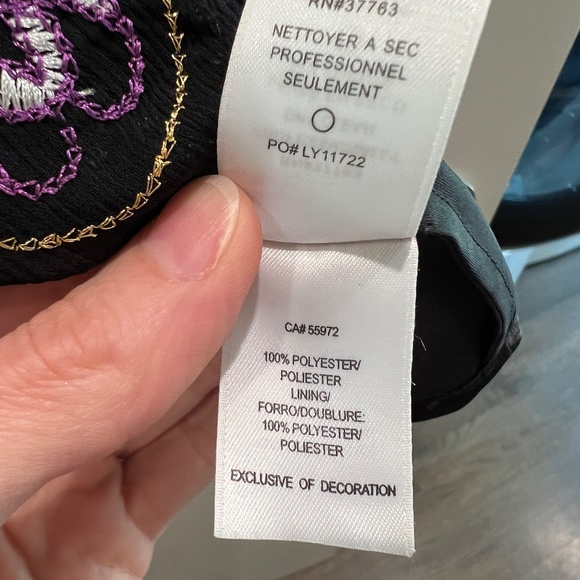 Laundry by Shelli Segal Embroidered Dress v-neck ruched elastic waist, sz 10 - Picture 5 of 6